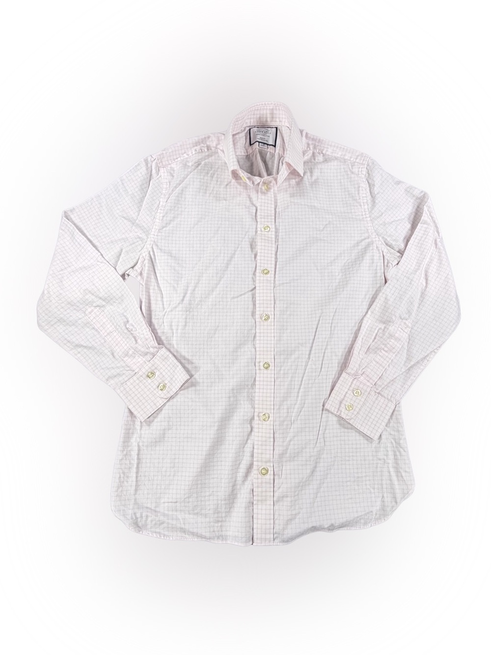 Men’s Charles Tyrwhitt White w/ Pink Check Windowpane Dress Shirt Size 16/34
